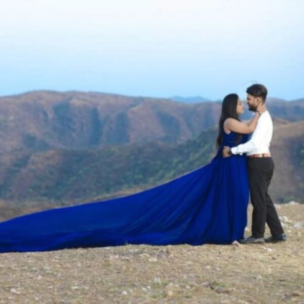Blue Long Trail Gown - Image 3