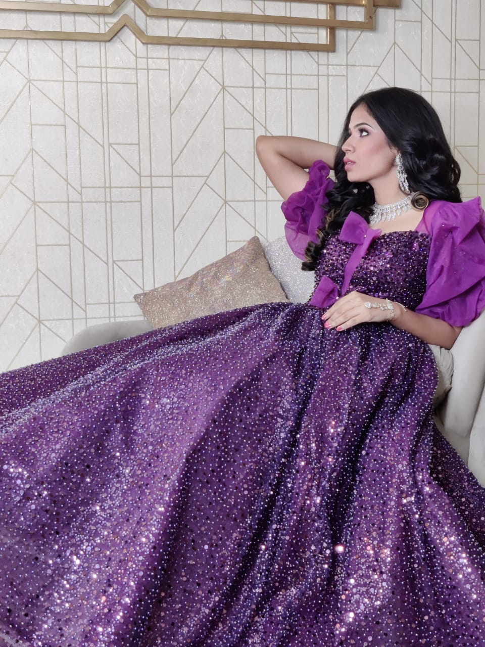 purple chiffon maxi dress, prom wedding dress 2179 – XiaoLizi
