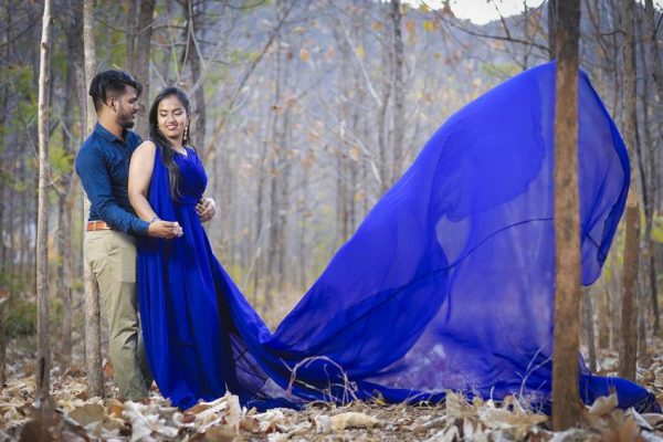 Blue long Trail Gown On Rent In Udaipur