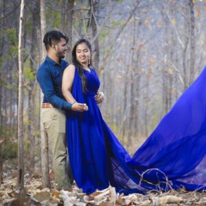 Blue long Trail Gown On Rent In Udaipur