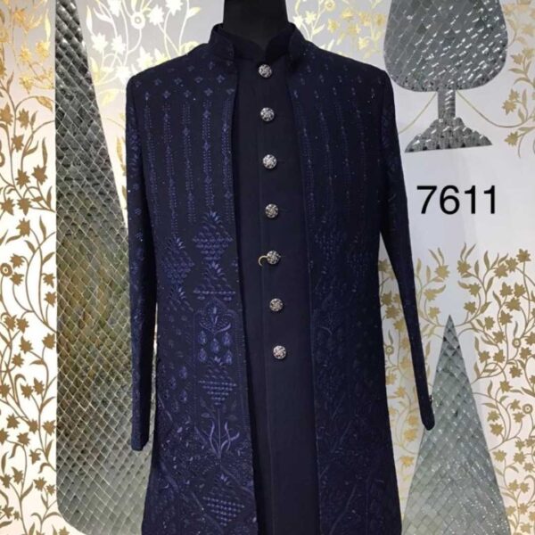 "Blue Indo Western Suit for Men showcased at Fancyano Wedding Dress Rental Store, Udaipur. Explore timeless elegance and style."