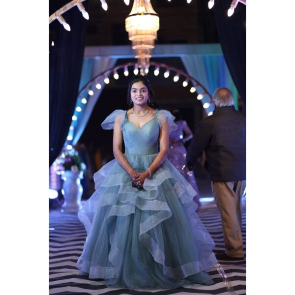 "Beautiful ball gown dress on display, available for rent from Fancyano's collection. Perfect for formal events and special occasions. Visit our website to explore more options."
