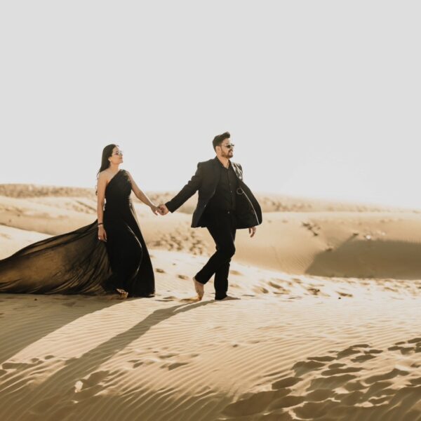 Pre Wedding Black Trail Gown & Suit - Image 5