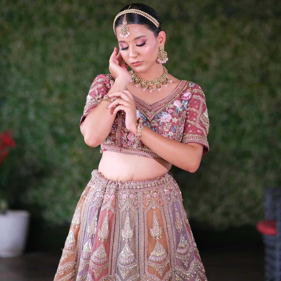 Designer Multicolour Reception Lehenga on Rent in Udaipur