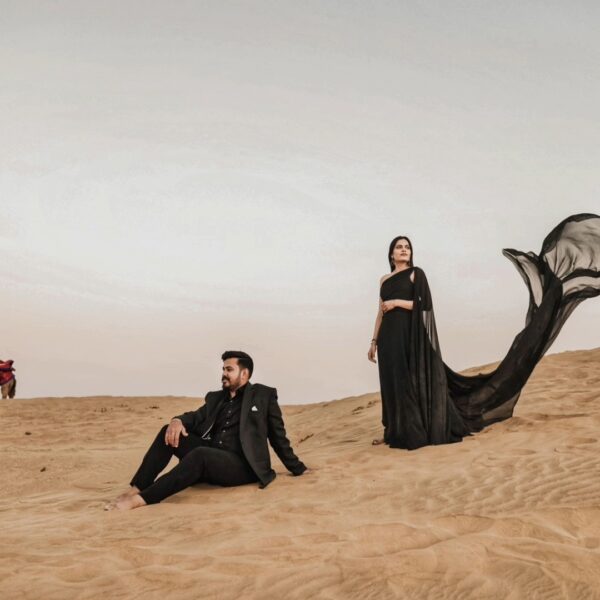 Pre Wedding Black Trail Gown & Suit - Image 4