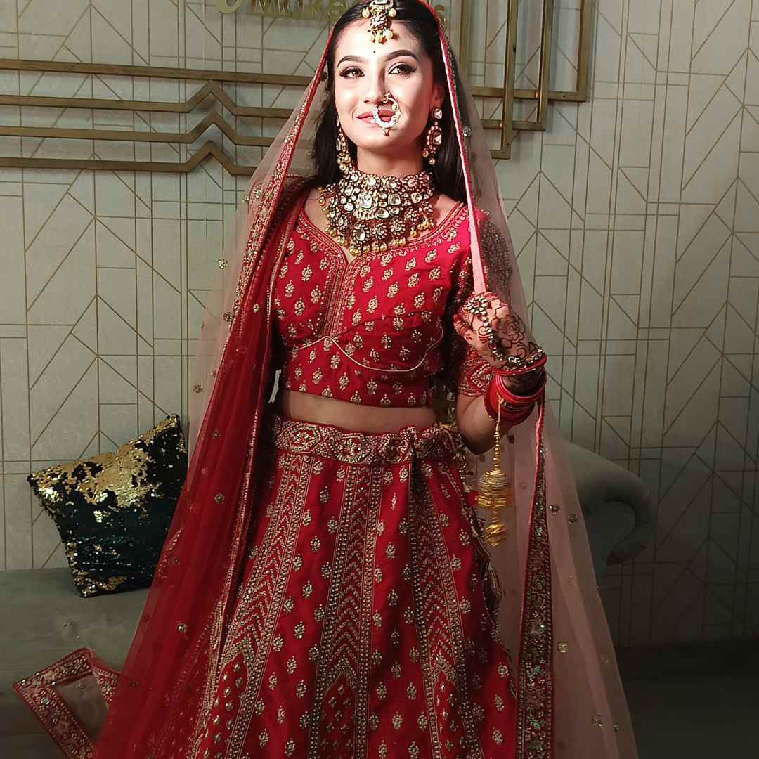 Timeless Elegance: Stunning Red Raw Silk Handwork Lehenga for Your Dream Wedding Day - Image 3