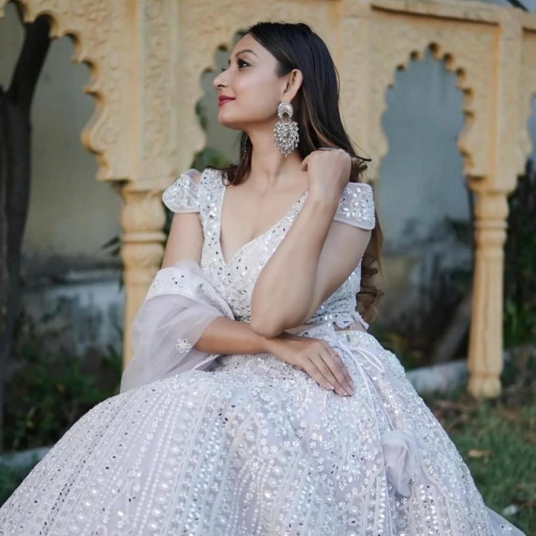 Lavender Mirror Designer Crop Top available on rent in Udaipur