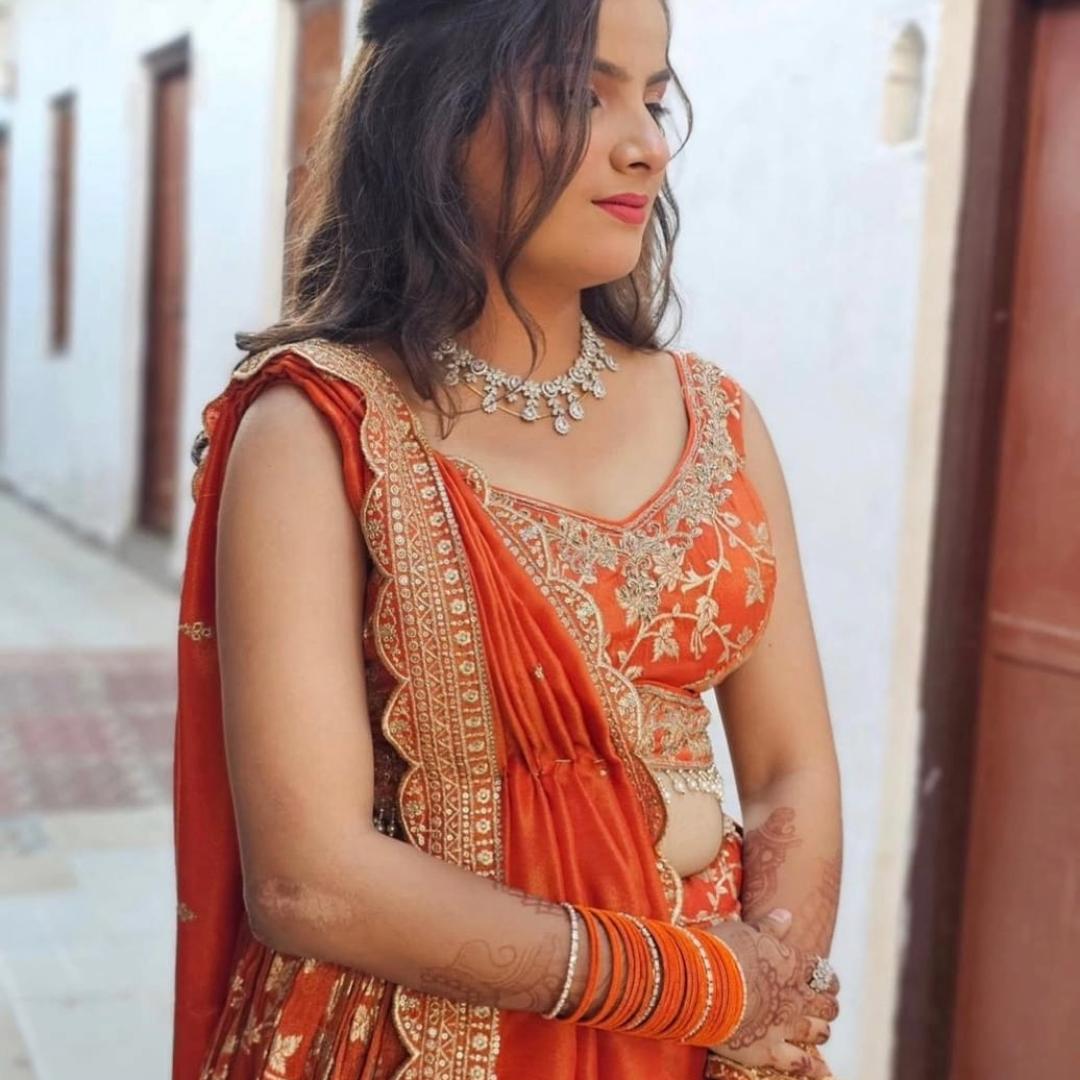 Radiant Orange Designer Lehenga On Rent – Shine Bright at Every Celebration - Image 3