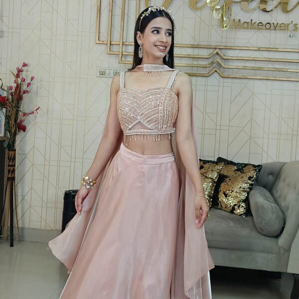 Graceful Glam: Stunning Indo Western Lehenga for Bridesmaids - Image 4