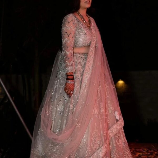 Glamorous Pearl Handwork Lehenga – Cream 1Color Perfection - Image 4