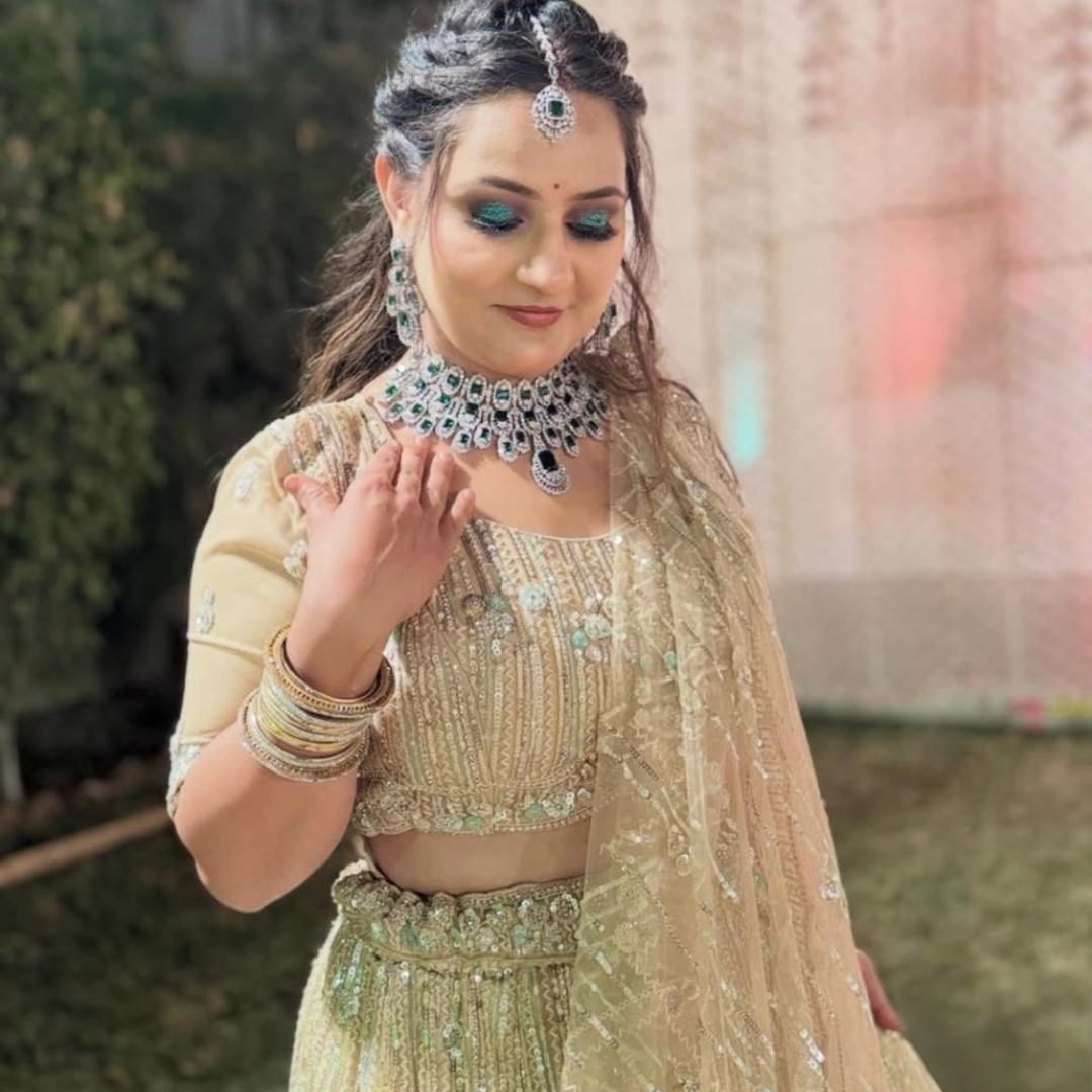 Timeless 5-Star Golden Designer Lehenga Rent – Shine Bright with Fancyano Udaipur - Image 2