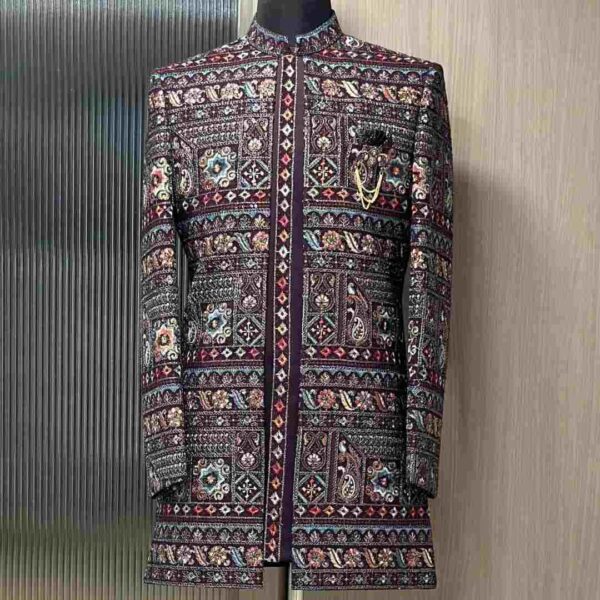 Rent 1Green Multicolour Indo-Western for Men - Designer Styles - Image 2