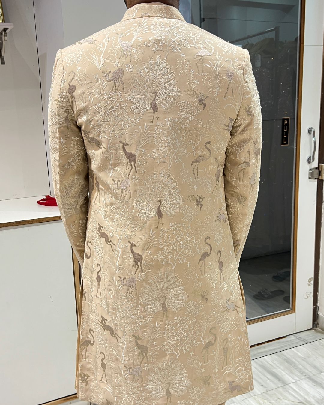 The Perfect Cream Peacock Designer Indo-Western for Men: #1 Choice for Grooms - Image 4