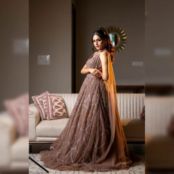 Top 1 Regal Brown Bridal Gown on Hire – Feel Confident & Captivating - Image 2