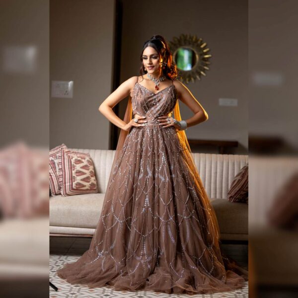 Top 1 Regal Brown Bridal Gown on Hire – Feel Confident & Captivating - Image 3