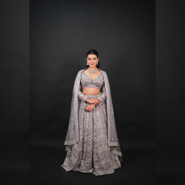 ✨ Top 1 Grey Silver Sangeet Lehenga – Elegant, Stylish & Perfect for Night Functions ✨ - Image 3