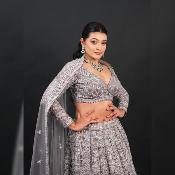 ✨ Top 1 Grey Silver Sangeet Lehenga – Elegant, Stylish & Perfect for Night Functions ✨ - Image 4