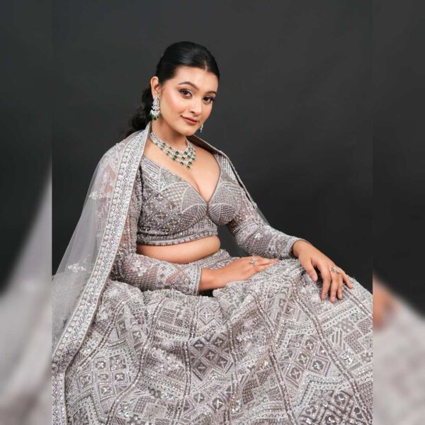 ✨ Top 1 Grey Silver Sangeet Lehenga – Elegant, Stylish & Perfect for Night Functions ✨ - Image 7