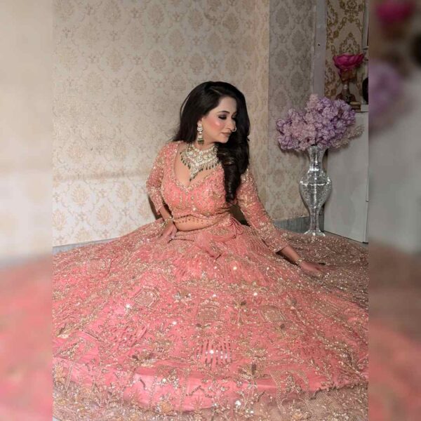 ✨ Golden Hand Work Lehenga on Rent – Royal Elegance for Weddings & Celebrations - Image 6