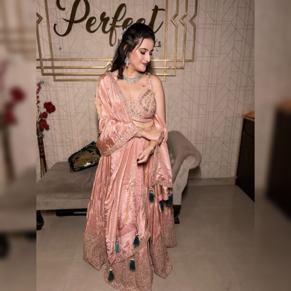 ✨ Top 1 Designer Fancy Crop Top Bridesmaid Lehenga – Look Stylish & Elegant for Weddings - Image 8