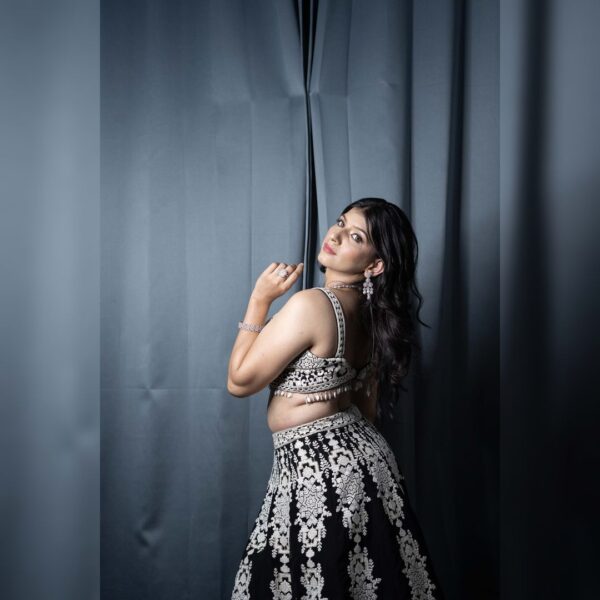Stylish Black Crop Top Lehenga on rent in Udaipur