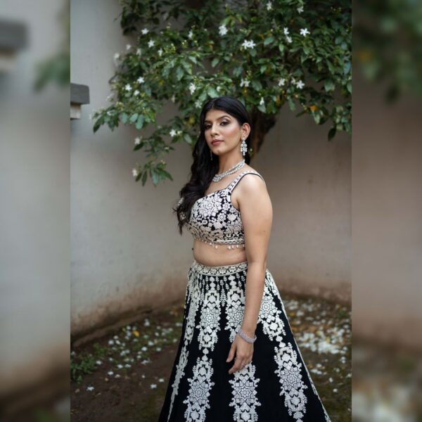 ✨ Top 1 Stylish Black Crop Top Lehenga – Look Glamorous & Confident Instantly - Image 2
