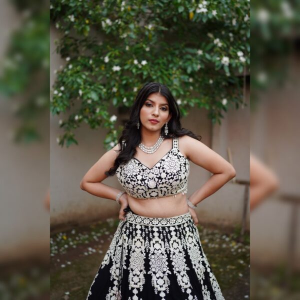 ✨ Top 1 Stylish Black Crop Top Lehenga – Look Glamorous & Confident Instantly - Image 3