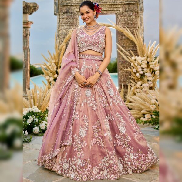 Onion Tissue Hand Lehenga Rent – Elegant Designer Lehenga at Fancyano - Image 2