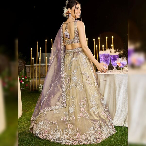 Designer Grey Tissue Lehenga rental in Udaipur for brides and festive occasions