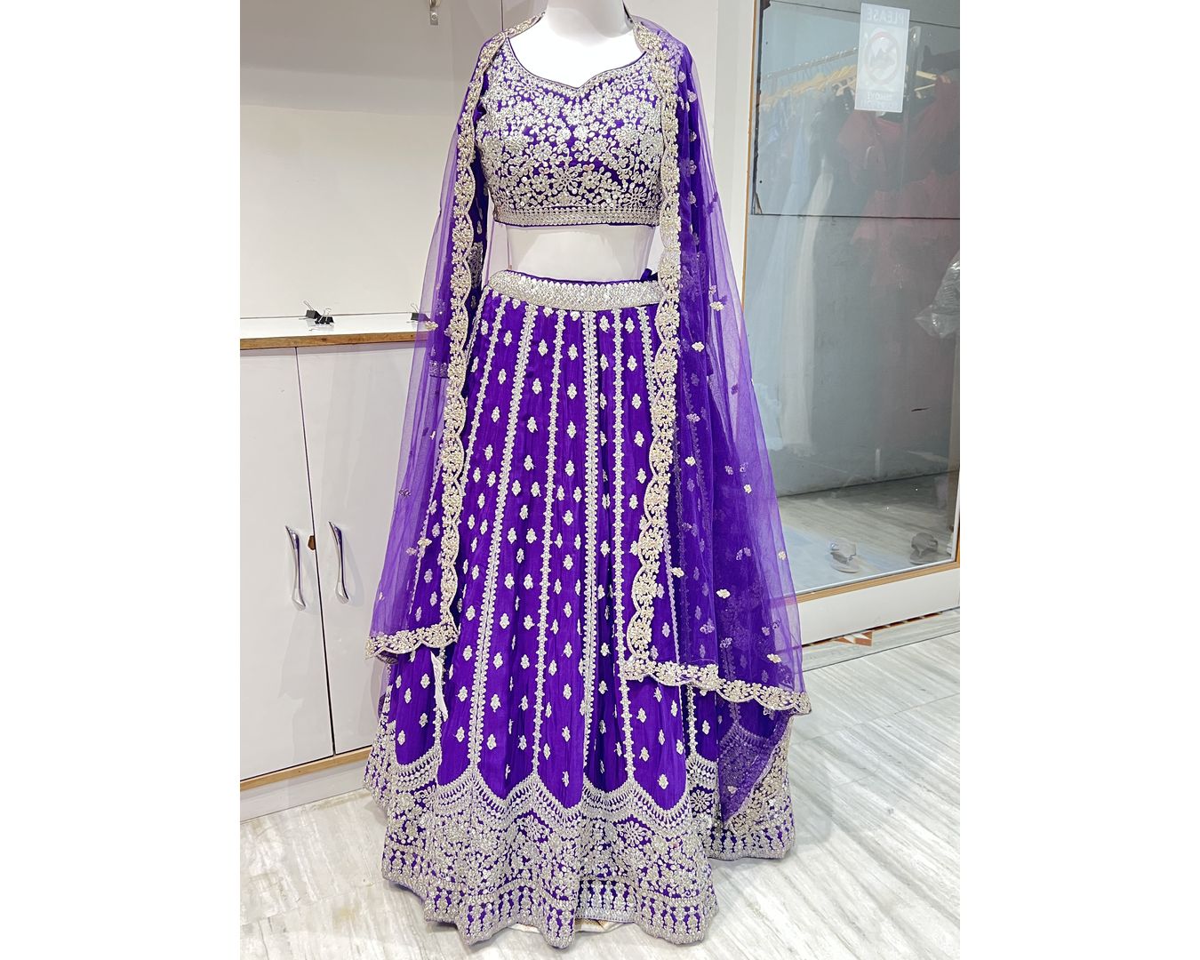 Stylish Purple Sequence Lehenga rental in Udaipur for receptions and party wear