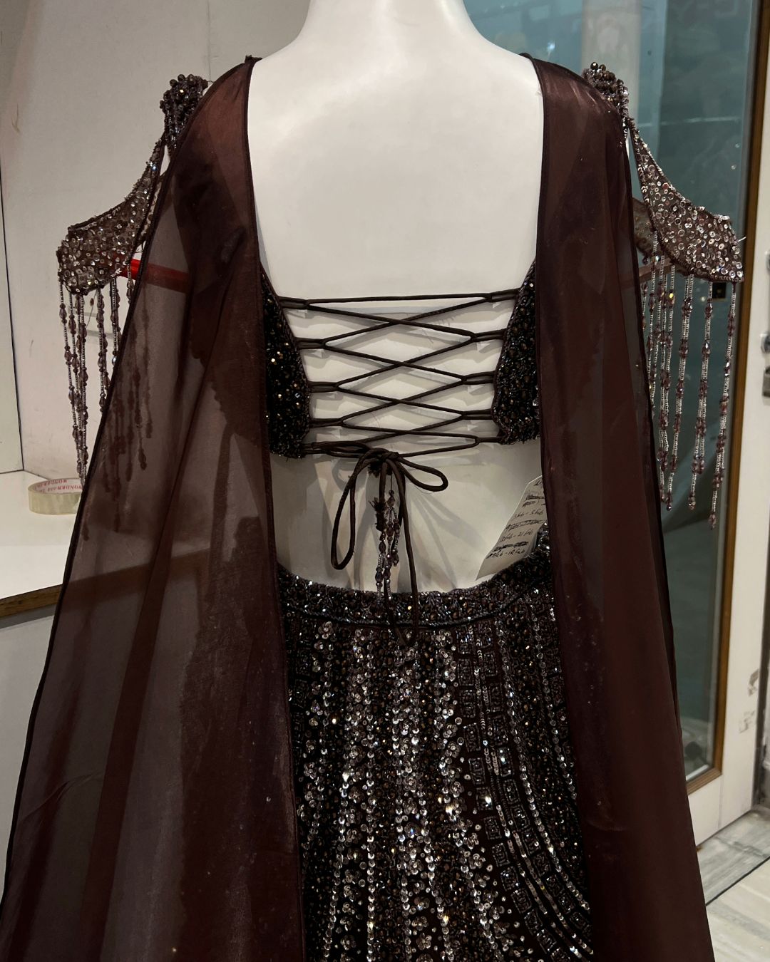 Brown Fish Cut Lehenga – Glamorous Designer Party Look - Image 4