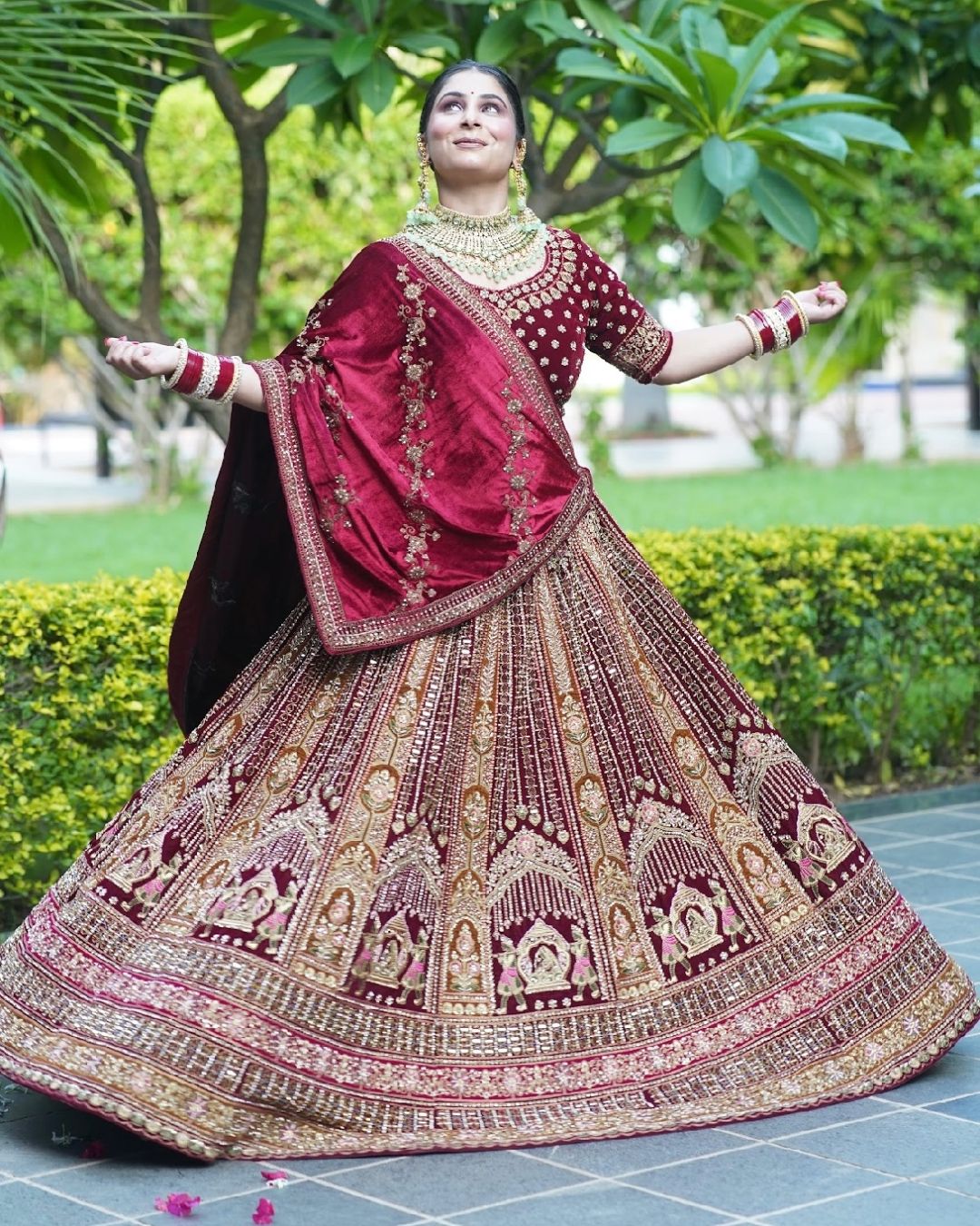 Stylish dual shade bridal lehenga rental in Udaipur for weddings and royal bridal celebrations