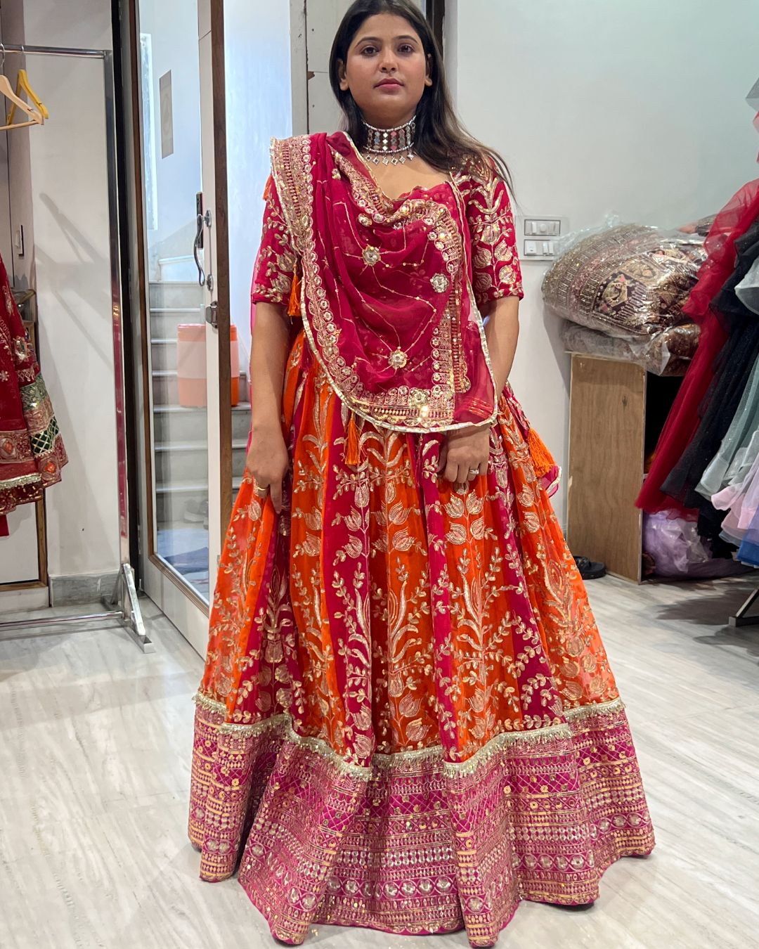 Elegant vintage lehenga rental store in Udaipur for bridal and pre wedding photoshoots