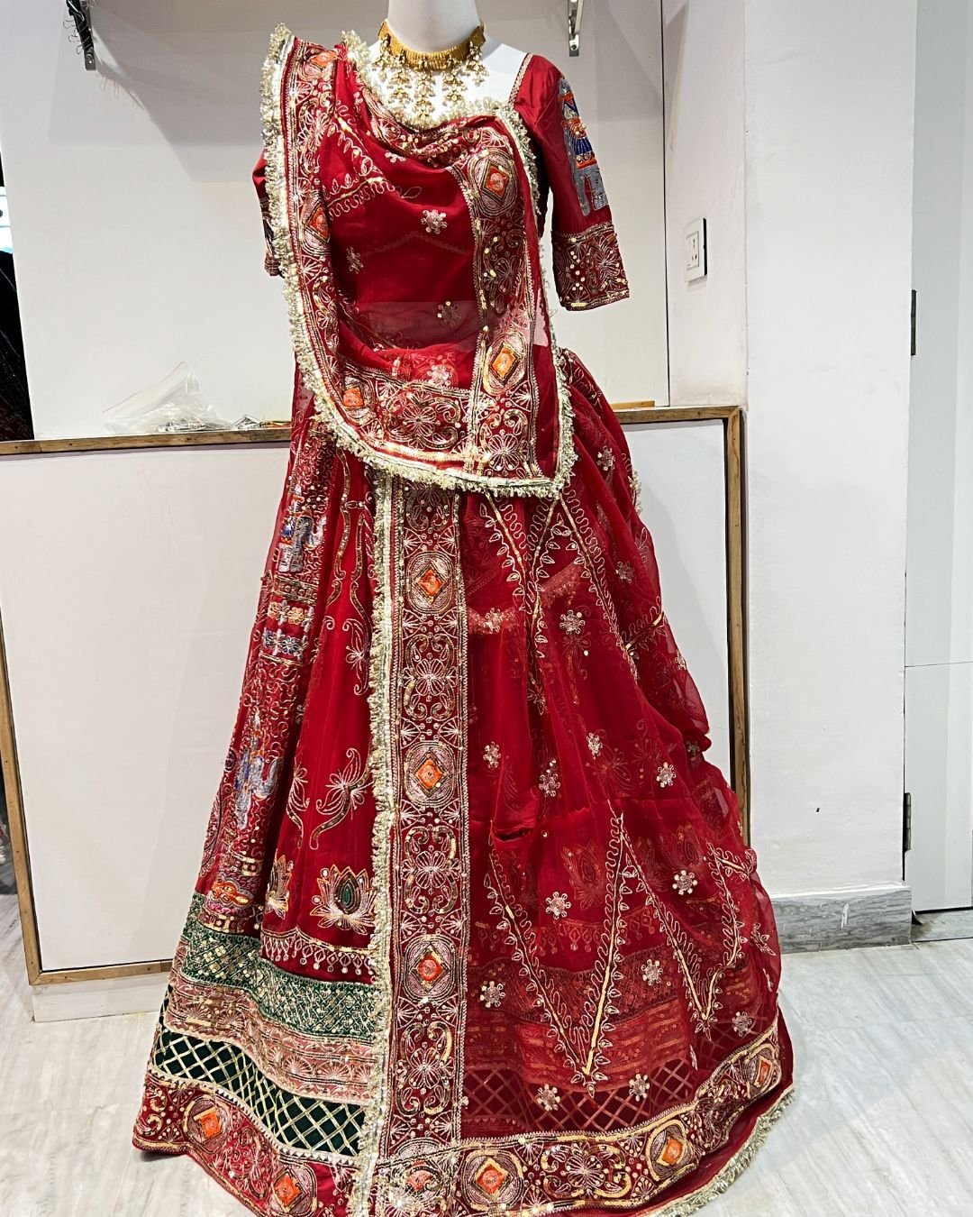 Red Rajasthani Look Lehenga for Photoshoot – Royal Ethnic Glam - Image 2
