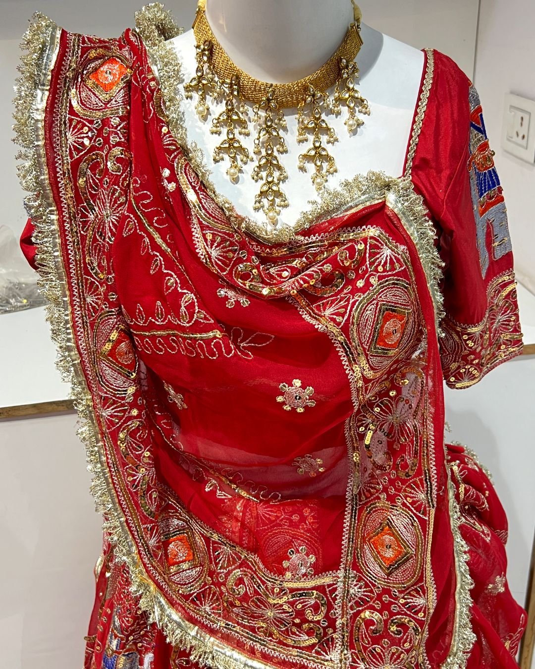 Red Rajasthani Look Lehenga for Photoshoot – Royal Ethnic Glam - Image 3