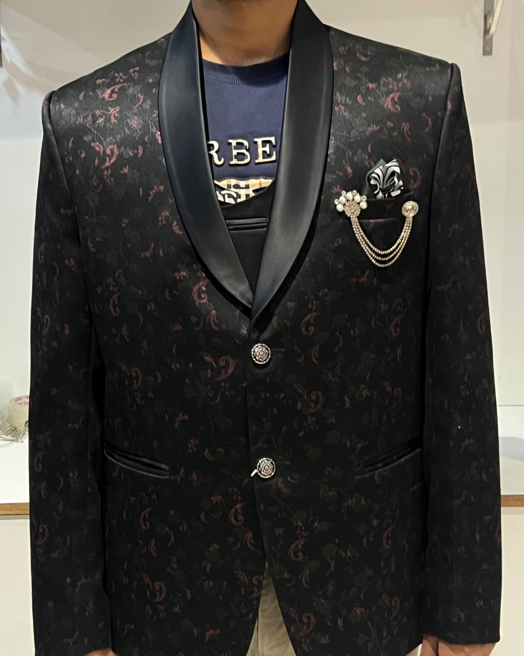 printed tuxedo suit for men for wedding reception cocktail party and formal events