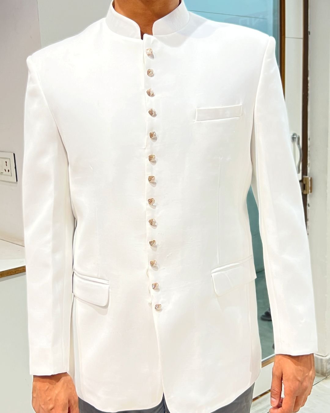 white jodhpuri suit rent for wedding reception and engagement
