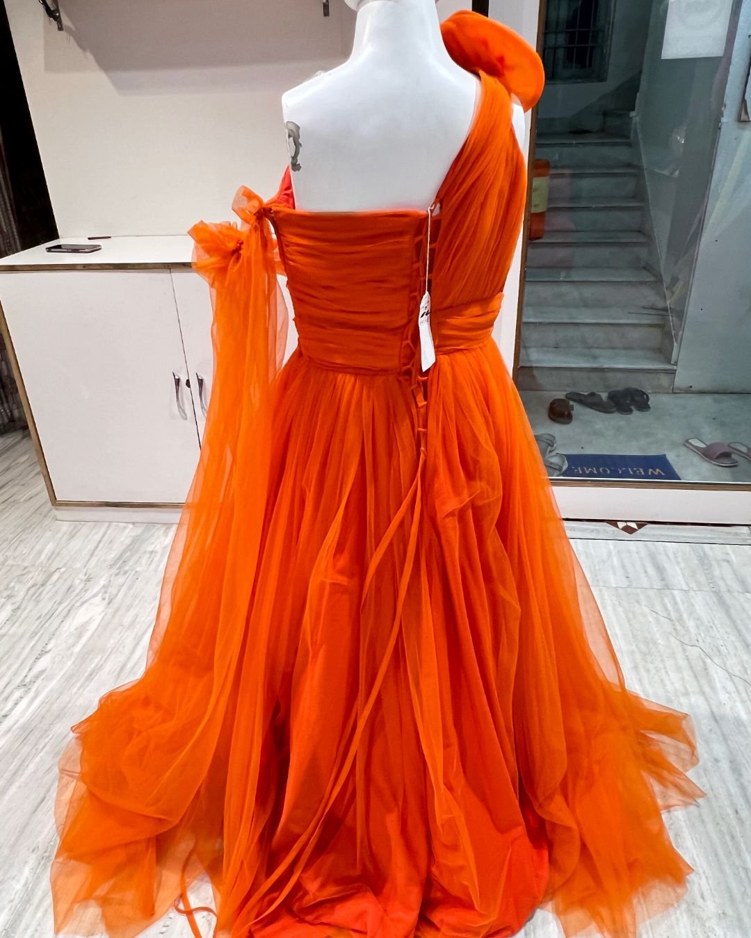Orange Ball Gown Rent in Udaipur | Designer Ball Gown Rental - Image 2