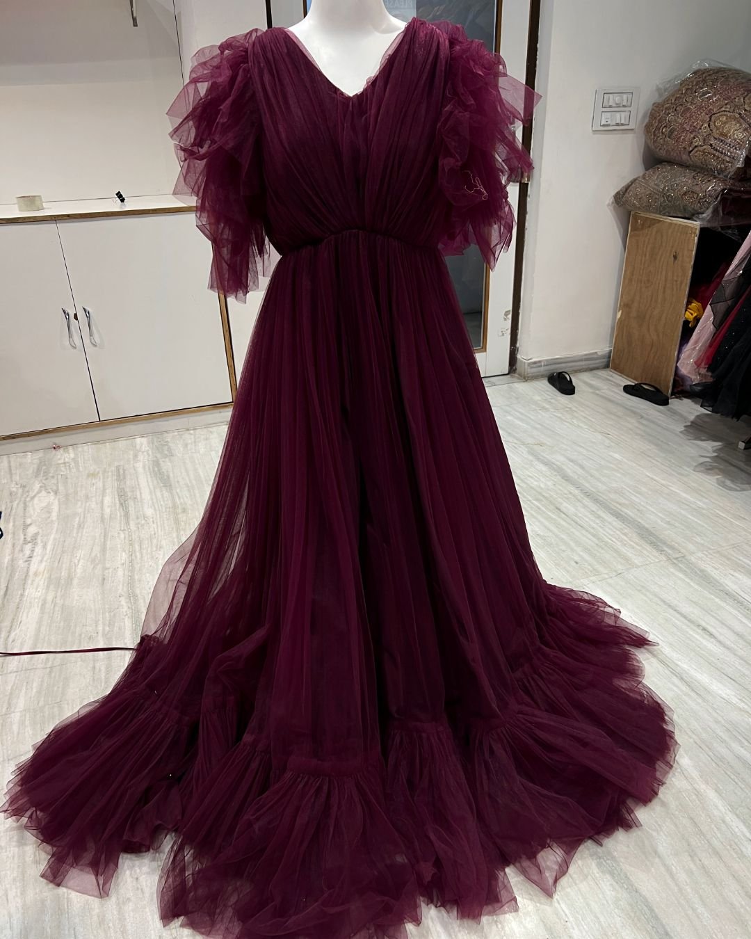 Designer baby shower gown rent in Udaipur for maternity celebrations