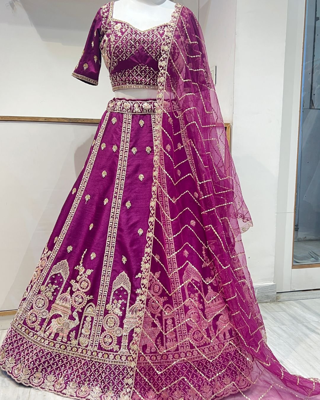 Stylish rent peacock lehenga look in Udaipur for wedding and festive celebrations