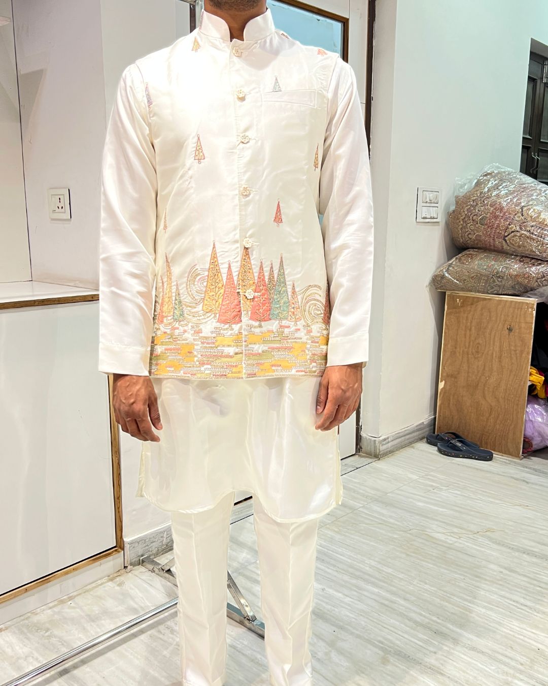 cream kurta pajama rent for wedding and traditional occasions