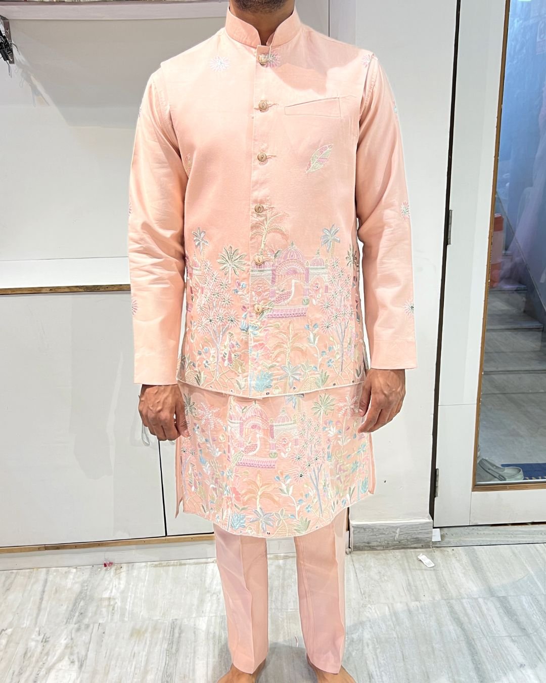 kurta pajama koti set for men for wedding and festive occasions